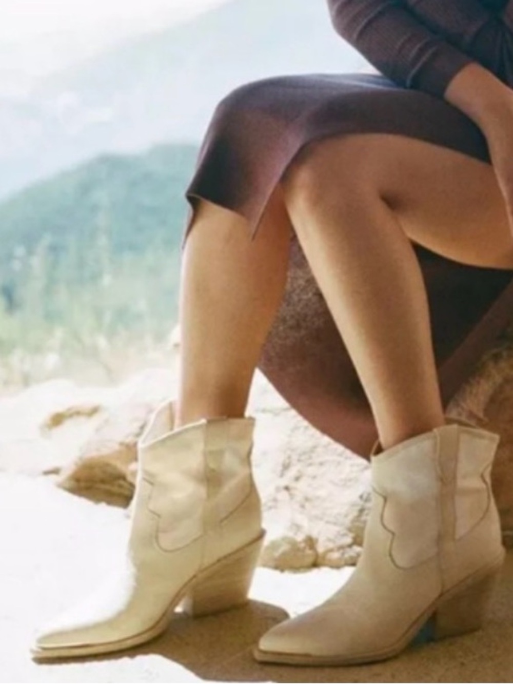 Dolce Vita Blush Suede Western Ankle Boot